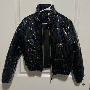 Dolls Kill Holographic Black Coat